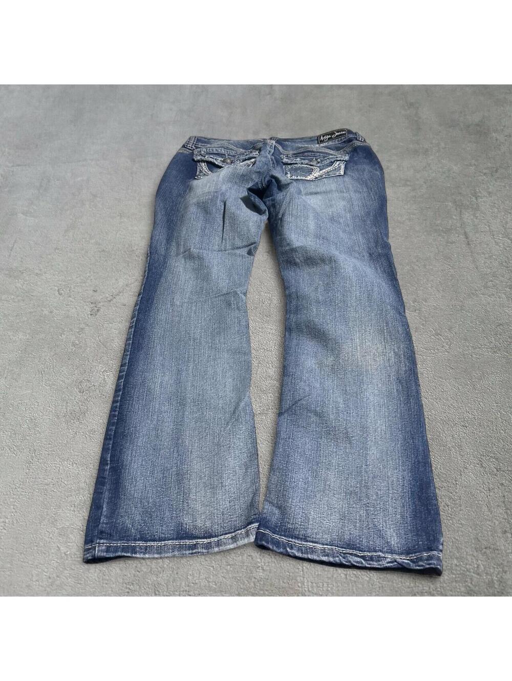 super cute dark wash faded low rise bootcut y2k denim jeans